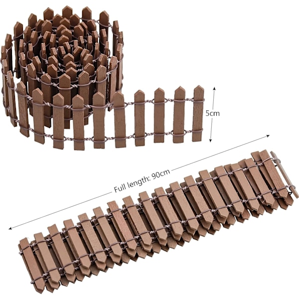 2 Pakke Miniatyr Tregjerde 90*5CM Liten Tregjerde Fe Hage Jul Dekorativt Gjerde for Mikro Landskap Dukkehus Blomsterpotte Ornam