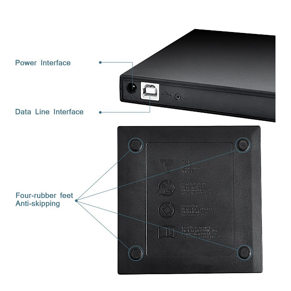USB 2.0 ekstern cd/dvd-afspiller