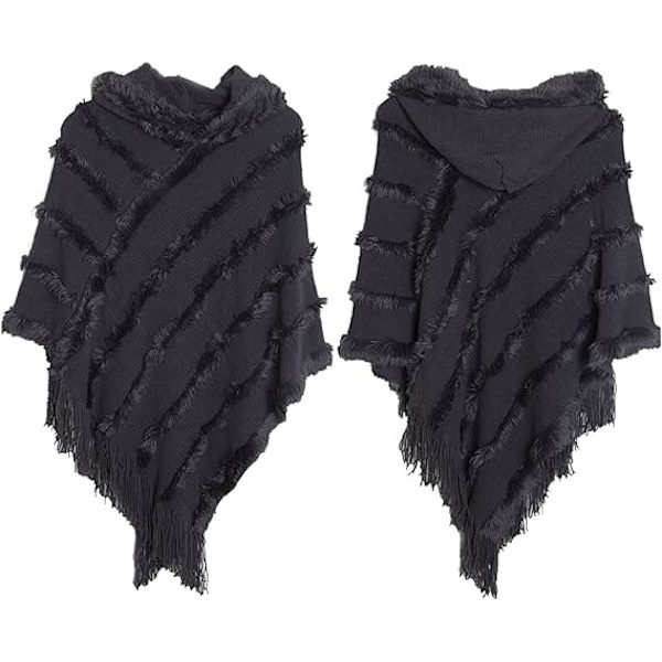 Vinterhalsduk Sjal Överdimensionerad Huva Kåpa Dam Elegant Kåpa Halsduk Pullover Lång Stickad Varm Tröja Kåpa(grå)
