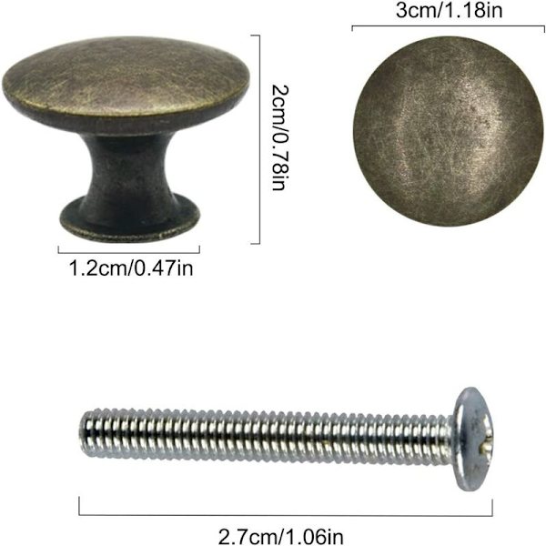 Dörrknoppar Set om 10 Lådhandtag 30mm Vintage Mässingshandtag Möbelknoppar för Kökskåp