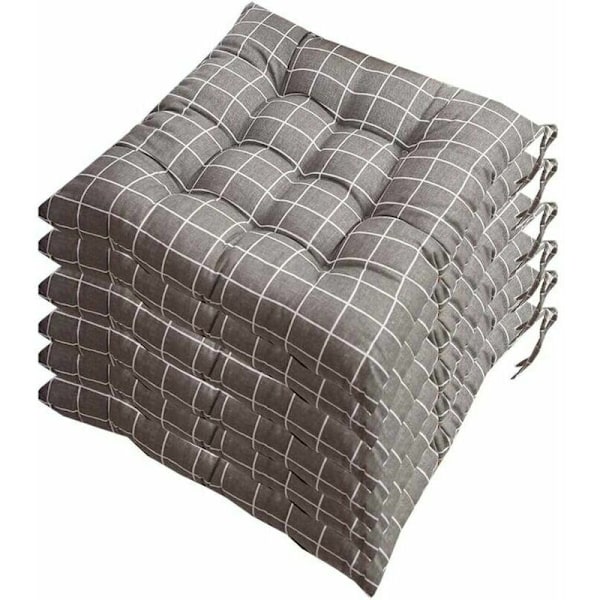 Set med 6 st Sittdynor 40x40, Dekorativa Stolsdynor Trädgårdsdynor 12 Sömmar i Olika Mönster, Polyester (A)