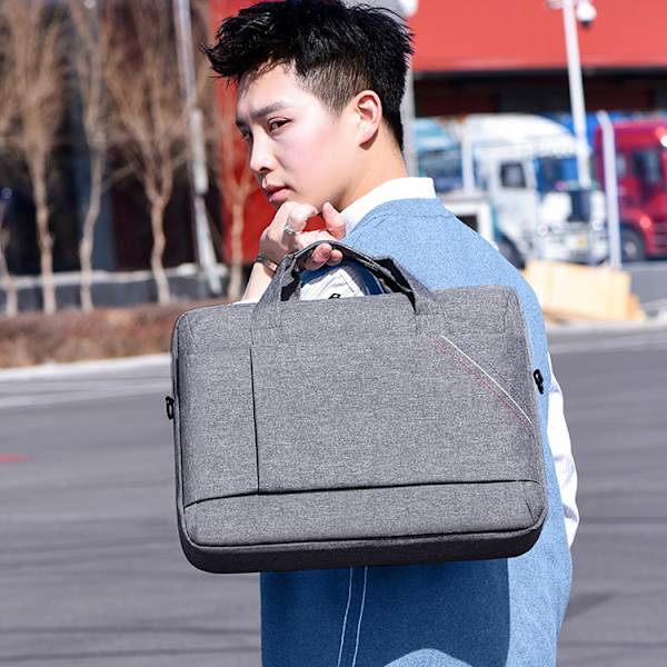 1 stk 15,6 tommers laptopveske, crossbody skuldertaske til nettbrett (grå)