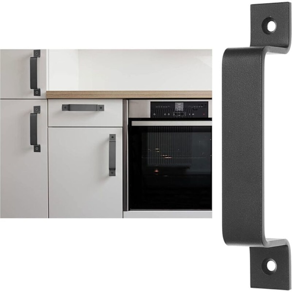 1x Grange dørhåndtag (sort) - Solidt håndtag - Glat finish - Et rustikt look til døre, køkkenskabe