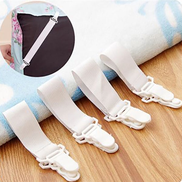Lakanakiinnikkeet, 4 säädettävää lakanan tukinauhaa DRAW DRAW DRAP TLUTS ROBUST Bed Beds For Flat Draps Draps Mattress, valkoinen