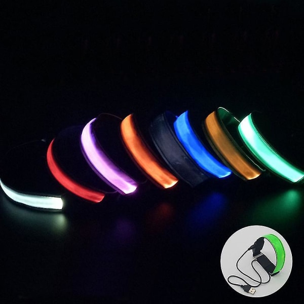 4-pack laddningsbara LED-armband med reflex, LED-armband, nattljus, utomhussporter, löpljus (grönt)