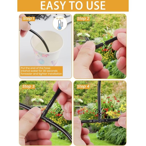 100 stk. T-slangeforbindelser 4/7mm - T-stykke PVC-stik til vanding, forstøvningsdyse, drypvanding, mikro-spray vanding til slangesystem au