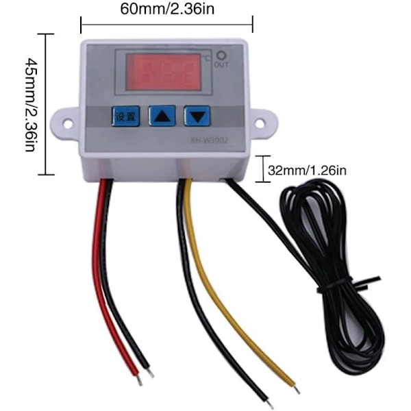 XH-W3002 LED digital temperaturkontrollmodul, digital termostatbrytare med vattentät sond, programmerbar kyltermostat (110V-220V 1500W
