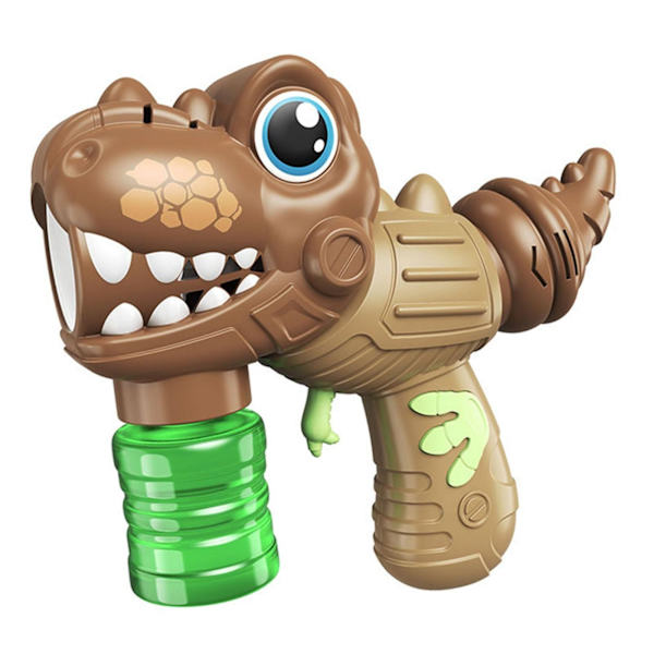 LOVIVER Cartoon Dinosaurier Bubbelpistol Bubble Maker Bubbellösningar 8 Hål Badleksak Bubbelpistol för Utomhusaktivitet Leksak Fest Brun