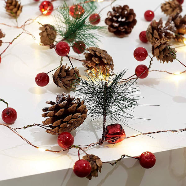 Julgirlang med lampor | LED-julgirlang Julgirlang Tallkottar Fe-lampor | Julgransfestdekorationer Batteridriven (2M, 20 L