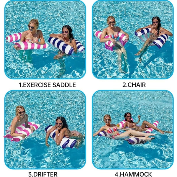 Pool Hammock, Set of 2 Flytande Hängmatta Flytande Säng Solstol Uppblåsbar 4-i-1 Bärbar Fällbar Flytande Hängmatta Ultralätt Flytande Hängmatta, Mörk B