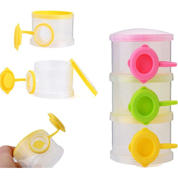 Baby mjölkpulverlåda, formelpulverdispenser, bärbar formelpulverdispenser, 3 lager bärbar mjölkpulverdispenser för utomhusresor