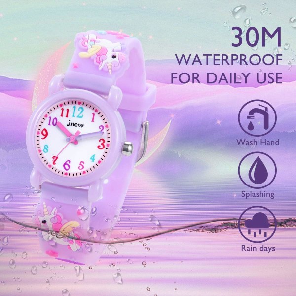 Unicorn Kids Watch (lilla), Girls Watch Waterproof 3D Cute Carto