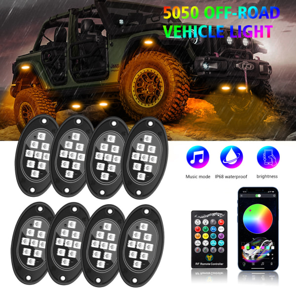 RGB LED-steinlys Neon Vanntett Bil Under Glow Light Kits Bil Chassis Underglow Lys for Bil Lav Underglow Dekorativ Atmosfære