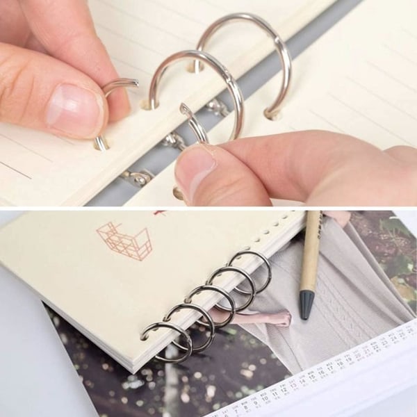 120 stk. bogringe, ringbinderringe, løse bladringe til notesbog, scrapbooking, bogbinder, DIY-nøgleringe (20 mm-120 stk.)