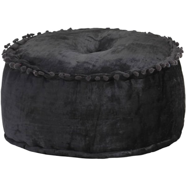 Rund Puff i Velur 40x20 cm Antrasitt