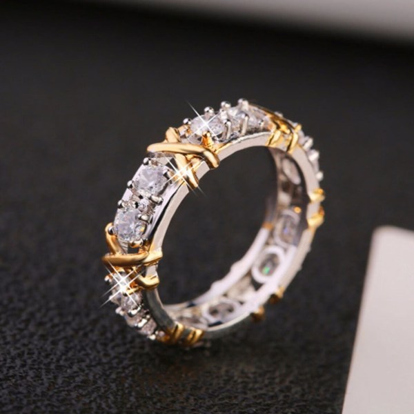 Luksuriøs skinnende zirkonkorsring - Damemote enkel ring smykker (2-pakning)