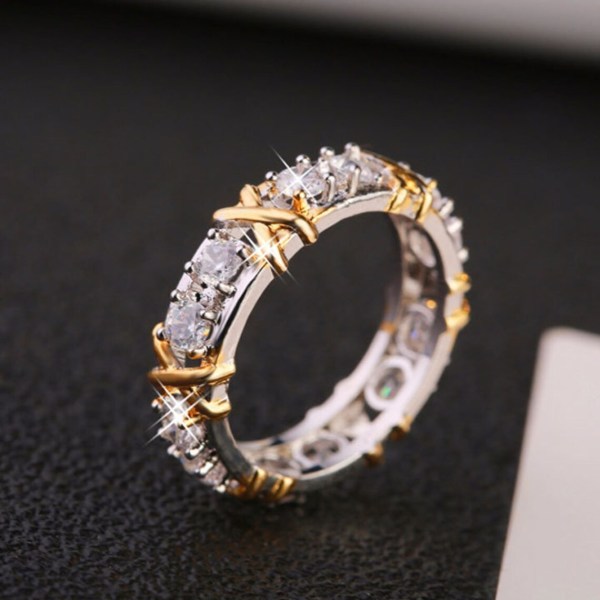 Luksuriøse skinnende zirkonkorsring til kvinders mode simple ring smykker (2-pack)