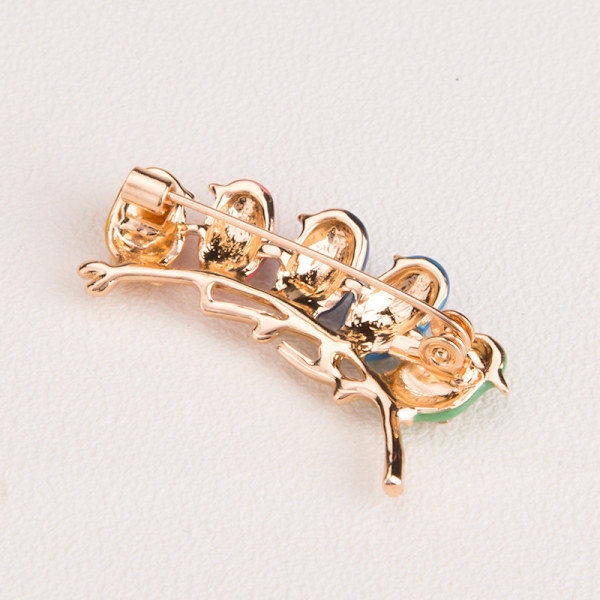 Söt liten fågel flerfärgad brosch pin kristall