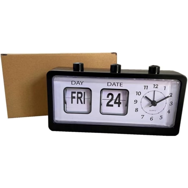 Mekanisk vekkerklokke Nyhet Flip Clock Desktop Digital klokke med kalenderklokke Home Decor Retro Decor, Black