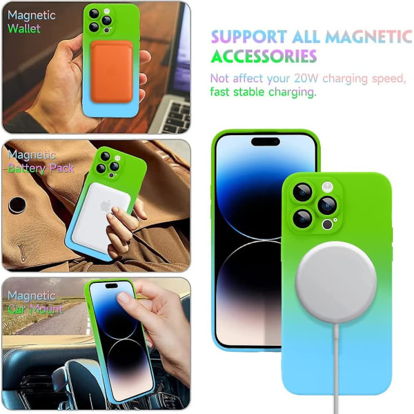 Gradient Färg Magnetisk Magsafe Skal Kompatibel Med Iphone 14 Pro Max, Matt Skal Med Kameralins Skydd