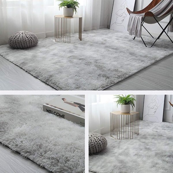 Sovrumsmatta Modern Vardagsrumsmatta Mjuk Fluffig Långhårig Matta Extra Mjuk Bekväm Matta Halkfri Inomhus Fluffig Tjock Matta för Vardagsrum (Grå