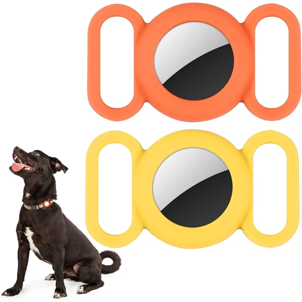 (Orange, Gul) AirTag -halsband för hund, case för GPS-spårare,