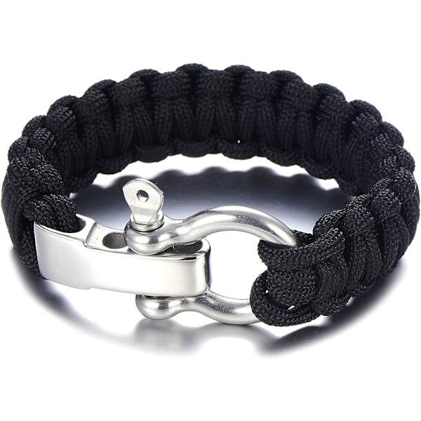 Paracord Armband för Överlevnad Män Rostfritt Stål Armband Utomhus Flätad