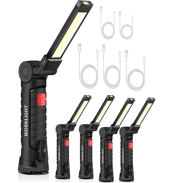 Site tripper 5 stk. arbejdslampe COB Genopladelig LED LED Atelier COB Lommelygte Lampe Lampe Lampe LED Gå med magnetisk base Inspektionslampe til h