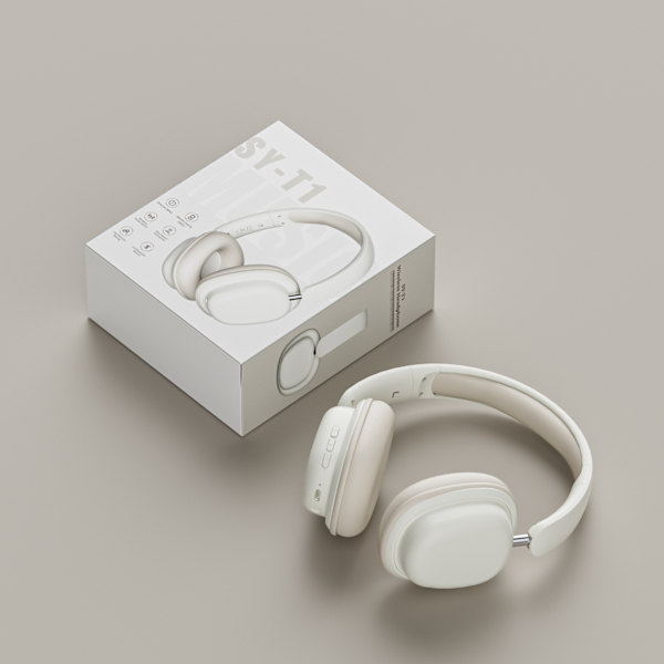 Trådløse over-ear dual-driver IPX4 Bluetooth 5.2-hodetelefoner | Rask USB-C-ladehodetelefoner | Dobbel mikrofon med omgivelsesstøydemping (hvit)