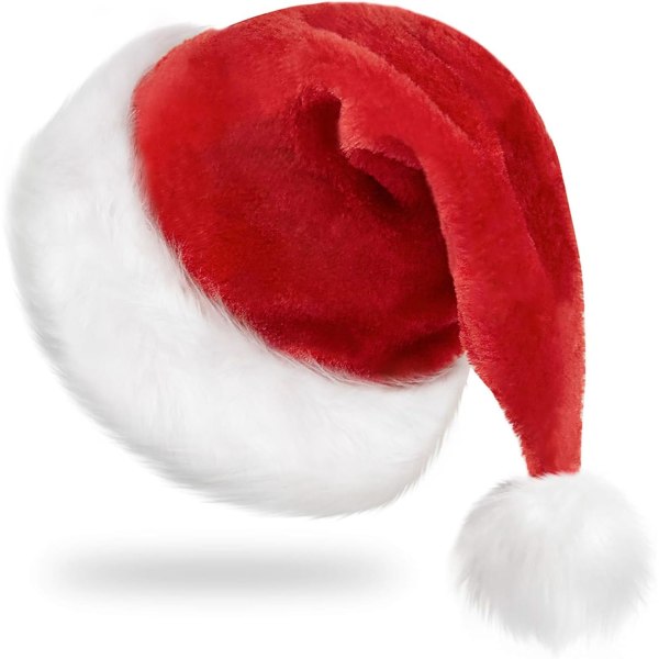 Nissehue, nissehue, juleferiehat til voksne, Unisex fløjl klassisk nissehue til jul nytårsfest hovedbeklædning
