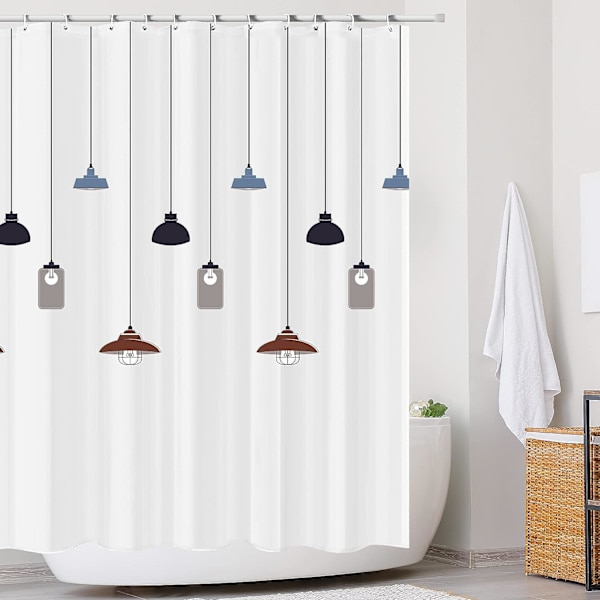 Bruseforhæng Vandtæt Badeforhæng, 180 x 200 cm Vaskbare Badeforhæng, Hurtigtørrende, Vægtede Kant, Bruseforhæng med 12 Kroge - Trykt S