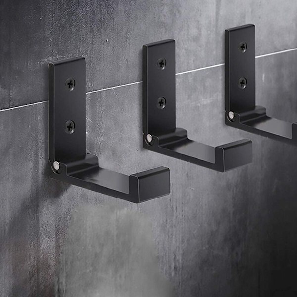 Set med 4 hopfällbara väggkrokar - krok för osynliga kappor, aluminium väggkrok, väggupphängningskrok i aluminiumlegering hopfällbar fästs vid 90 ° - Noir