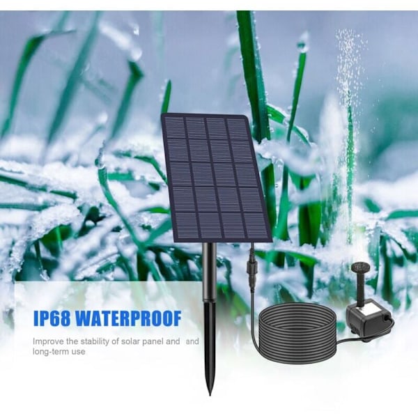 Aurinkolähdepumppu, ulkokäyttöön tarkoitettu aurinkolähde, puutarhalähde, lintukylvyn vesipumppu, aurinkovoimalla toimiva lähde, 2,5 W 160 l/h aurinkolähde lampiin, puutarhaan