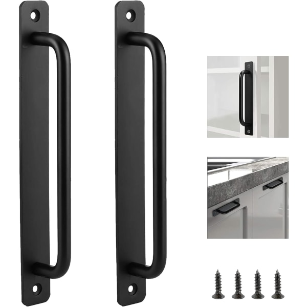 2 stk moderne minimalistiske dørhåndtak, aluminiumlegering, egnet for skap, skuffer, sminkebord, garderober (svart, hulldistanse: 192MM)