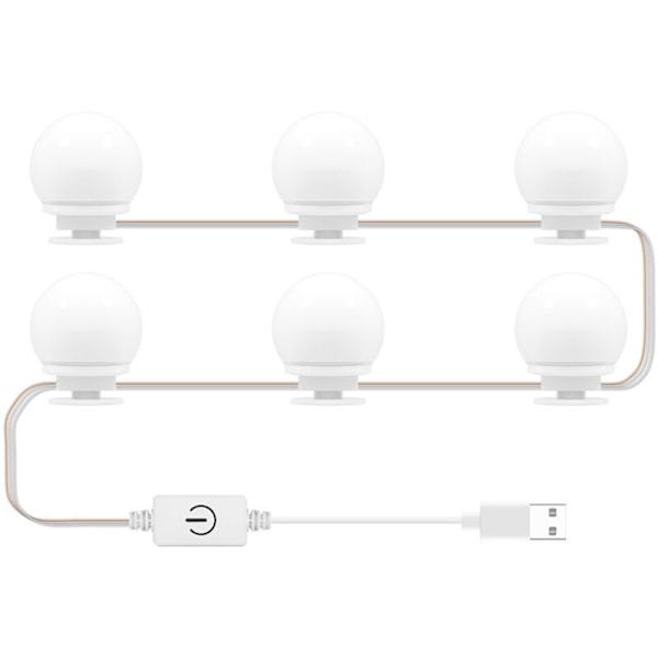 Frontlampa för sminkspegel, uppladdningsbar för sminkspegel, trefärgad glödlampa med variabel intensitet, USB-touchbrytare, långt tryck, variabel intensitet e