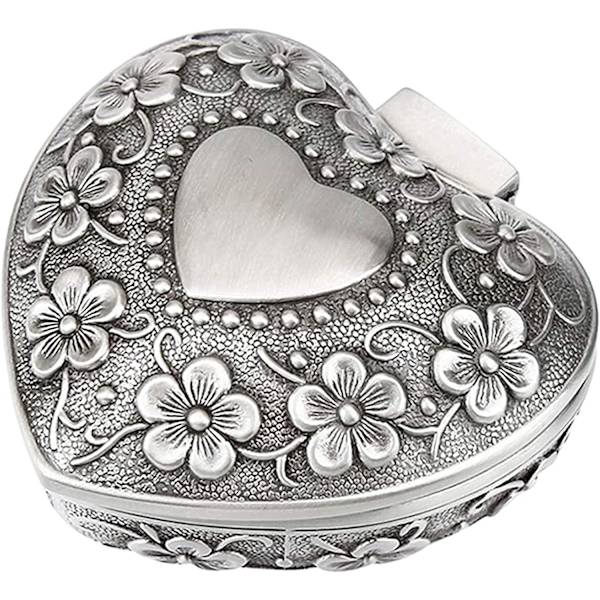 Vintage Metal Hjerteformet Smykkeæske Halskæde Opbevaringsæske Brosche Smykkeæske Hjerteformet Metal Smykkeæske Til Øreringe Halskæde Og Ring