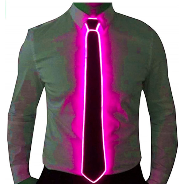 (Rosa) LED-lysklips med glød, lysende slips, neon LED-slips, LED-lysklips, kul nyhetsslips for fest