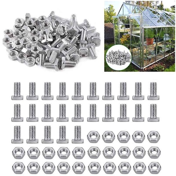 50 set växthusmuttrar och växthusbultar för installation och växthusfixering