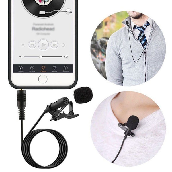 3,5 mm clip-on mikrofon med håndfri funktion, trådløs kondensator, mini lavalier mikrofon