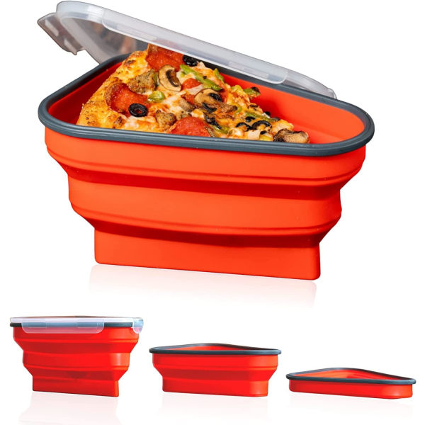 The Perfect Reusable Pizza Storage Container with 5 Microwave Serving Trays - Adjustable Pizza Slice Container for Organization