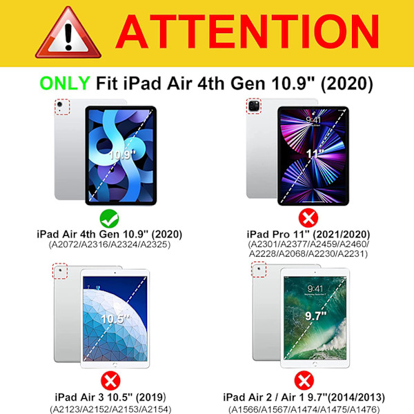 Etui til iPad Air 2022 5. generasjon 10,9 tommer/iPad Air 4 2020 - Gjennomsiktig deksel [Lagring og pennlading] Støtsikkert automatisk dvalemodus/vekk C