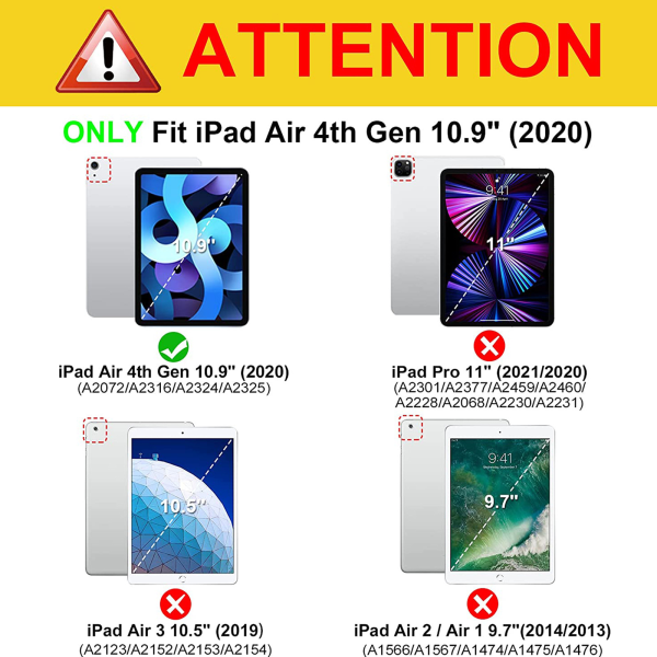 Fodral för iPad Air 2022 5:e generation 10,9 tum/iPad Air 4 2020 - Genomskinligt transparent skydd [Förvaring och stylusladdning] Stötsäkert automatisk viloläge/väckning C