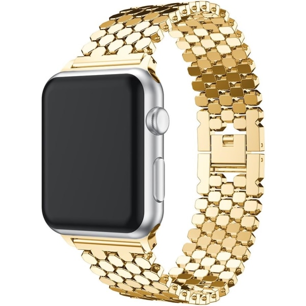 Guld - Rem til Apple Watch 38mm, Rustfrit stål iWatch Rem 8mm, Smartwatch Rem til Apple Watch Series 3/2/1 38mm,.