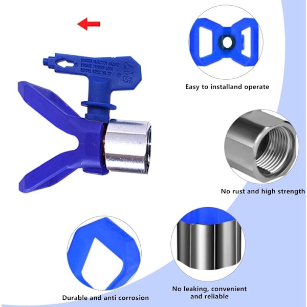 6 Stycken Airless Sprutmunstycke, Vändbara Airless Sprutmunstycken, Airless Munstycke för Högtrycksfärgsspruta (Typ 211, 315, 417, 515, 517, 523)