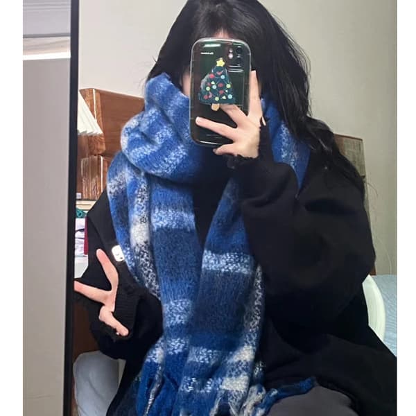 Rutete sjal dusk skjerf dame vinter all-match mote skjerf casual