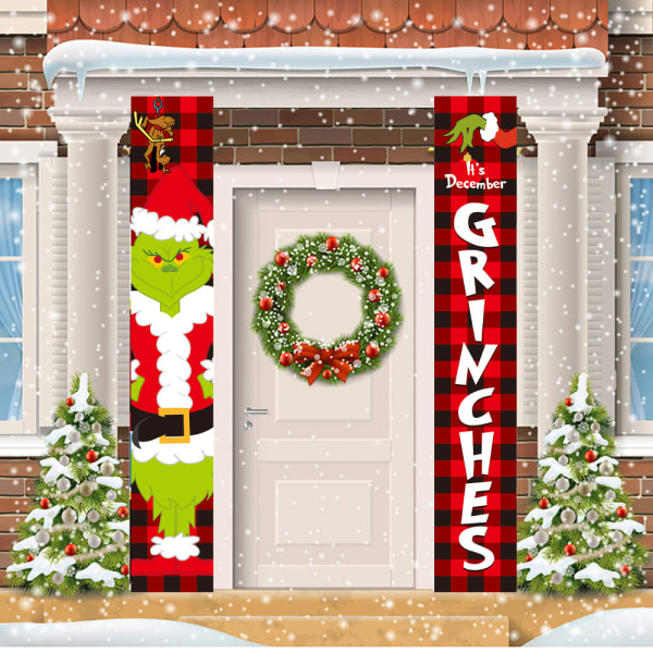 God jul banner - Juledekorasjon til veranda - Utendørs juledekor - Rødt God jul-skilt for by og land