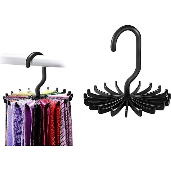 Roterbar slipshållare för garderobsorganisering, justerbar multifunktionshållare för slipsar, bälten, 2-PACK