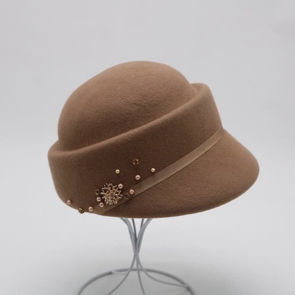 Baret efterår og vinter spids kasket ridehat retro kort skygge bowler hat one size