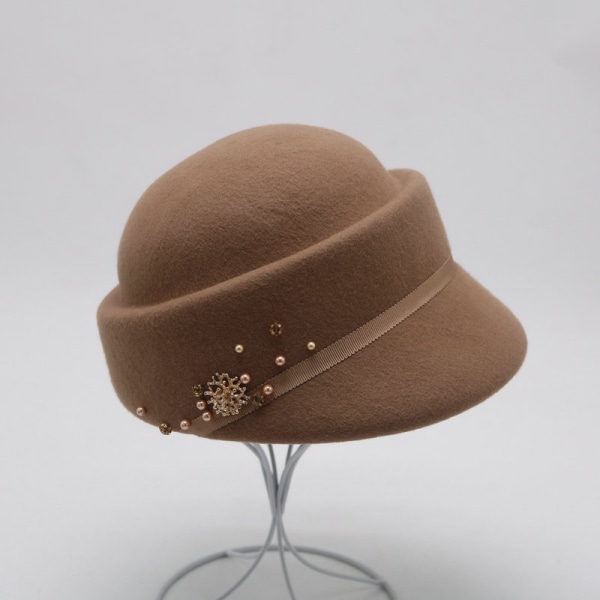 Beret höst och vinter toppad keps ridhatt retro kort brätte bowler hatt en storlek