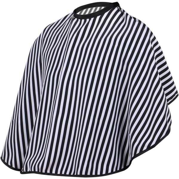 Frisør/Barber Shawl - Justerbar Sort og Hvid Stribet Hårklippingskåbe - Kort Stil